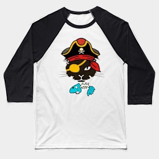 Retro Pirate Cat Kitten Halloween Skull Baseball T-Shirt